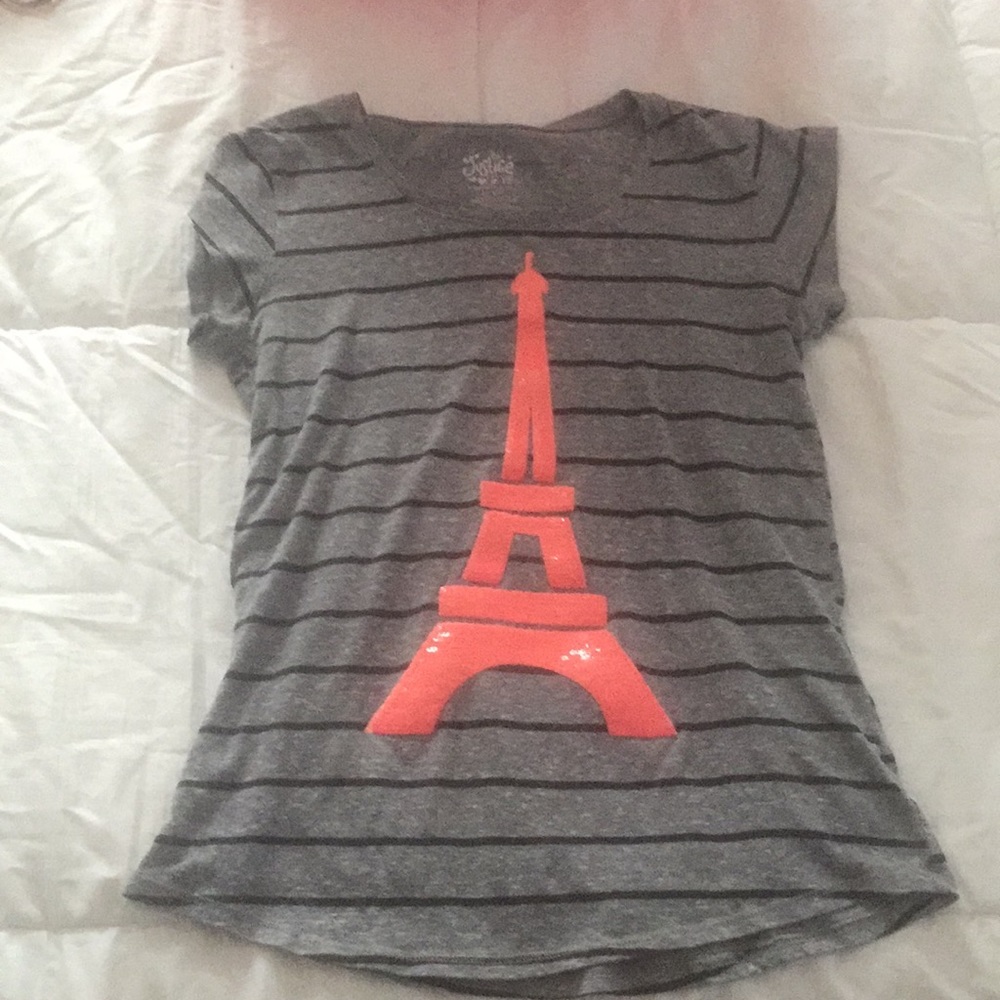 Gray and black striped pink Paris shirt